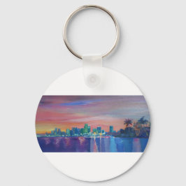 Miami Skyline Silhouette vid Sunset i Florida Nyckelring
