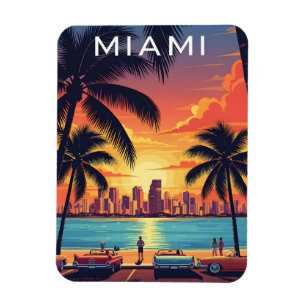 Miami Skyline Solnedgång Magnet