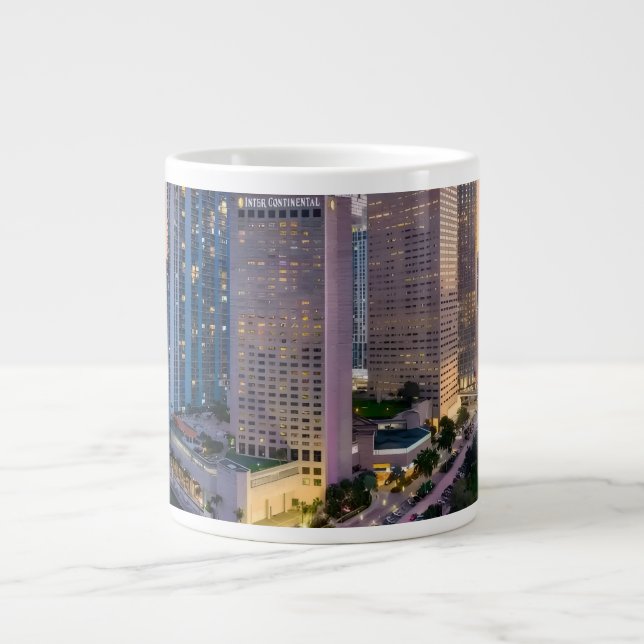 Miami Skyline Solnedgång med InterContinental Hote Jumbo Mugg (Framsidan)