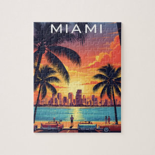 Miami Skyline Solnedgång Pussel