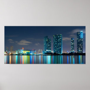 Miami skyline vid dusk Poster