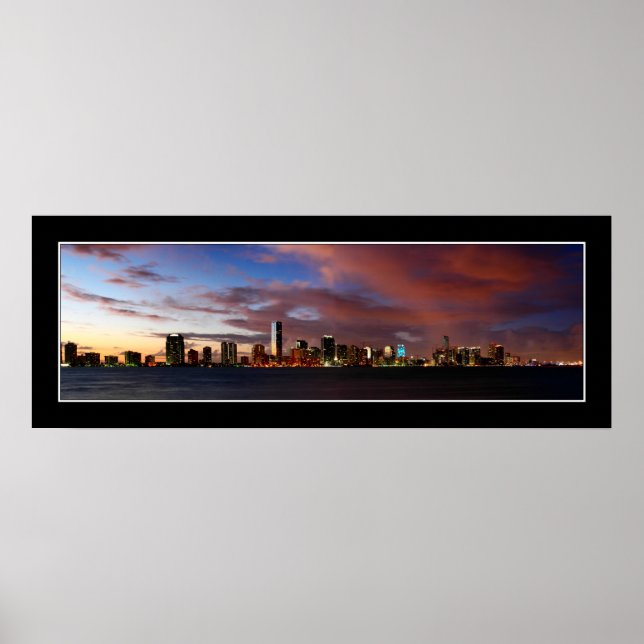 Miami skyline vid twilight panorama - Poster (Framsidan)