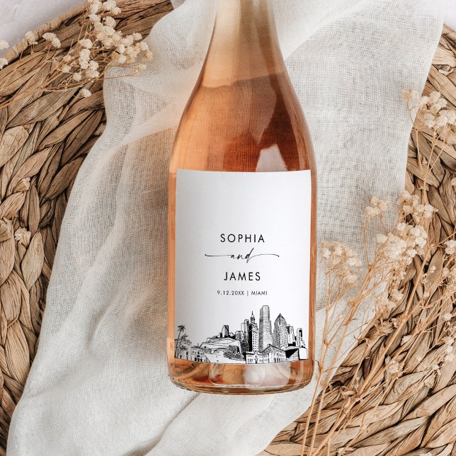 Miami Skyline Vinflaska Etikett (Skapare uppladdad)