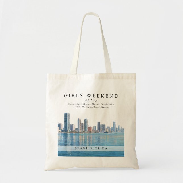 Miami Skyline Watercolor Girls Weekend Tygkasse (Framsidan)