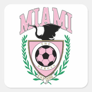 Miami Soccer Varsity Stil Fyrkantigt Klistermärke