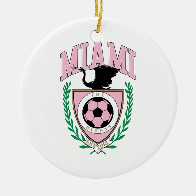 Miami Soccer Varsity Stil Julgransprydnad Keramik (Framsidan)
