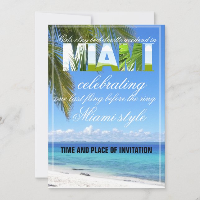 Miami Sommar Tjej Weekend Systerparty Inbjudan (Framsida)