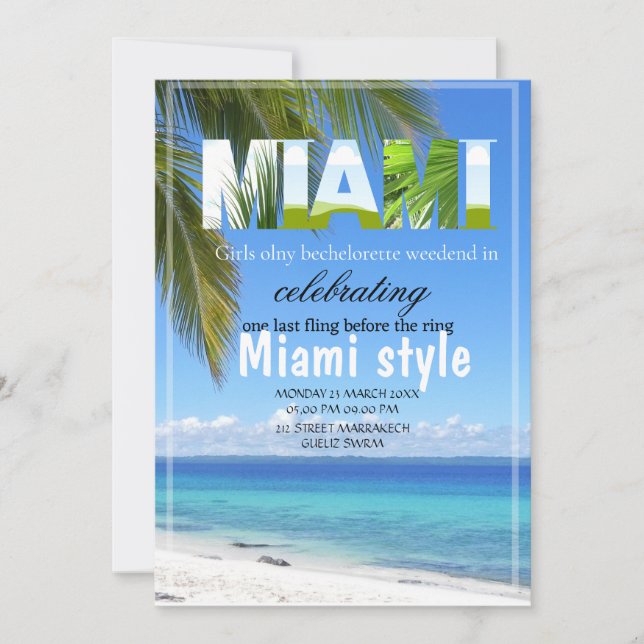 Miami Sommar Tjej Weekend Systerparty Inbjudan (Framsida)