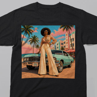 Miami Soul 1970-tal Retro Svart Kvinna T Shirt
