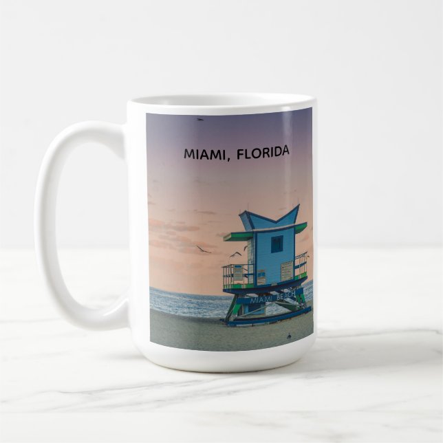 Miami South Beach Florida Livräddare Ocean  Kaffemugg (Vänster)