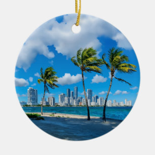 Miami South Beach Florida Watercolor Julgransprydnad Keramik