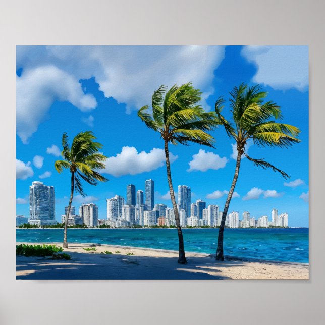 Miami South Beach Florida Watercolor Poster (Framsidan)
