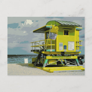 Miami South Beach Gult Lifeguard Torn Vykort