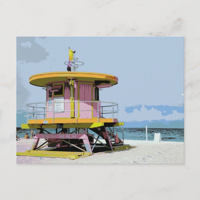 Miami South Beach Rosa Lifeguard Torn Vykort (Framsida)