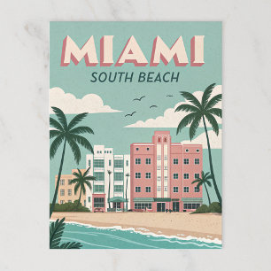 Miami South Beach: Vintage Coastal Charm Vykort