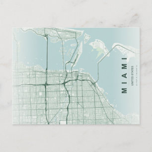 Miami stads karta Minimal vykort