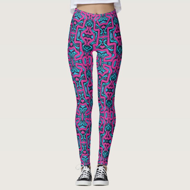 Miami Street Vibes Leggings: Flashy Graffiti in Pi Leggings (Framsida)