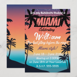 Miami Summer Girls Helg Bachelorette Party Inbjudningar