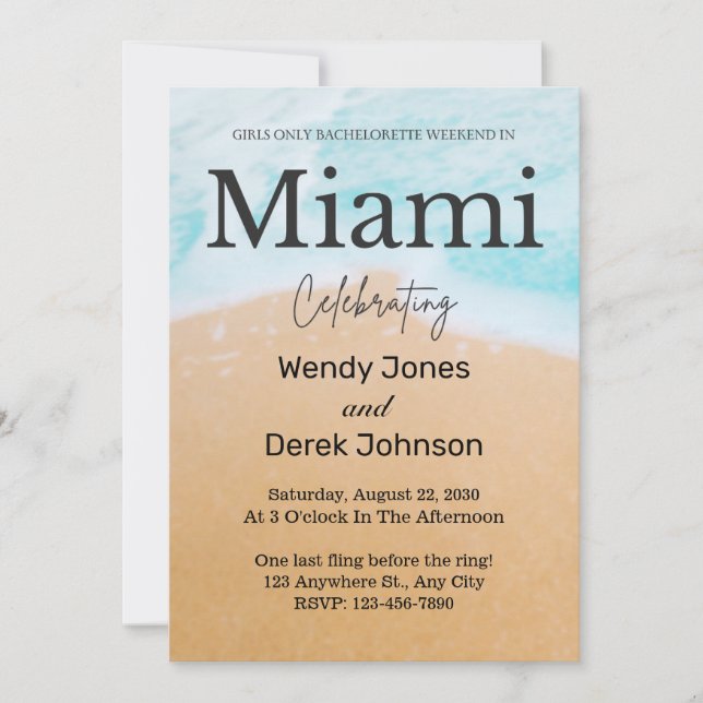 Miami Summer Girls Helg Bachelorette Party Inbjudningar (Framsida)