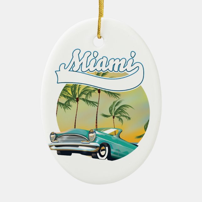 Miami Sunset logotyp Julgransprydnad Keramik (Framsidan)