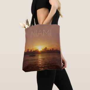 Miami Sunset Skyline (anpassade text) Tygkasse