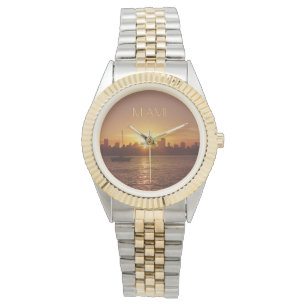 Miami Sunset Skyline w/out your Text Armbandsur