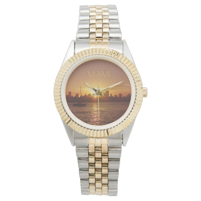 Miami Sunset Skyline w/out your Text Armbandsur (Framsida)