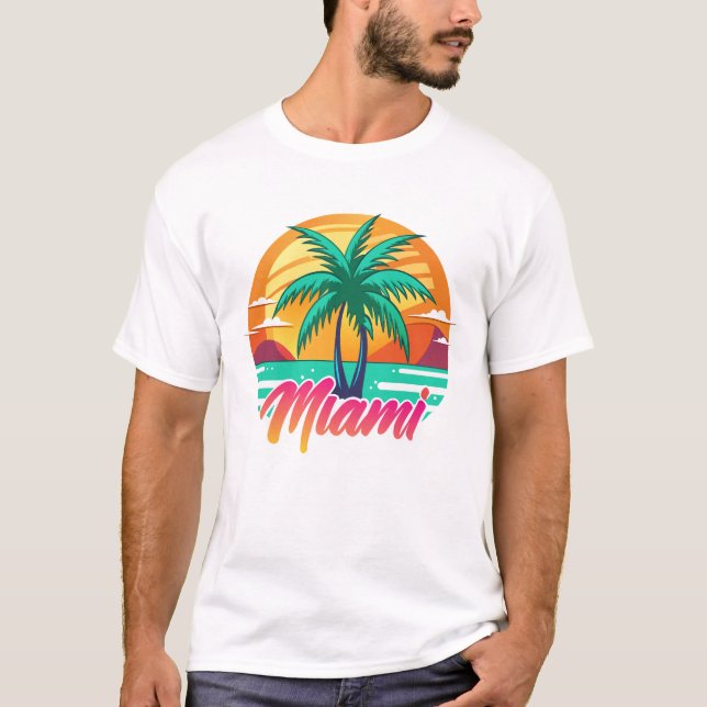 Miami Sunset Vibes - Tropical Handflatan Träd Desi T Shirt (Framsida)