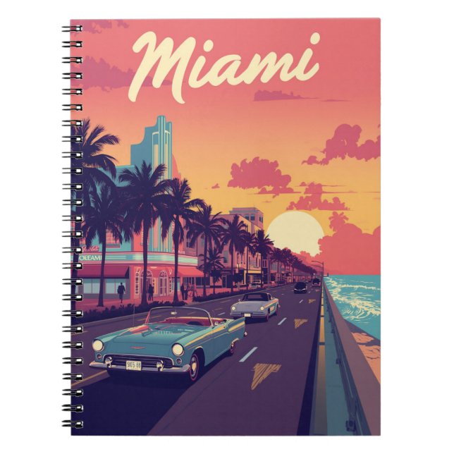 Miami Sunset Vintage Anteckningsbok (Framsidan)