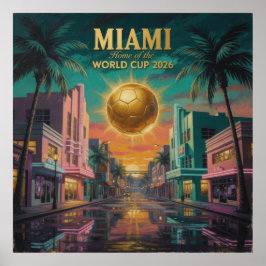 Miami Sunset World Cup 2026 Fotboll Poster — Art D