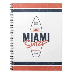 Miami Surf – Vintage Beach Sunset Surfbräda Design Anteckningsbok
