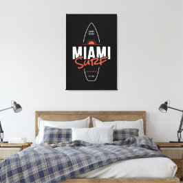 Miami Surf – Vintage Beach Sunset Surfbräda Design Canvastryck