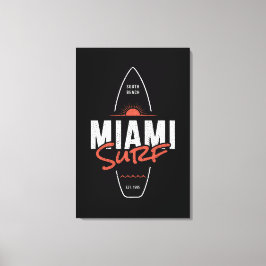 Miami Surf – Vintage Beach Sunset Surfbräda Design Canvastryck