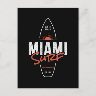 Miami Surf – Vintage Beach Sunset Surfbräda Design Vykort