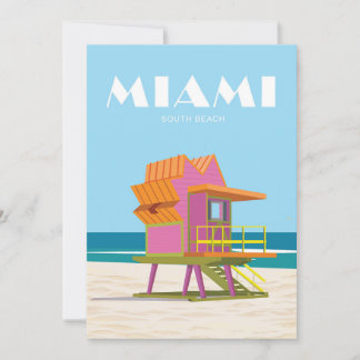 Miami, tro, vintage, livvakt, strand, kust julkort