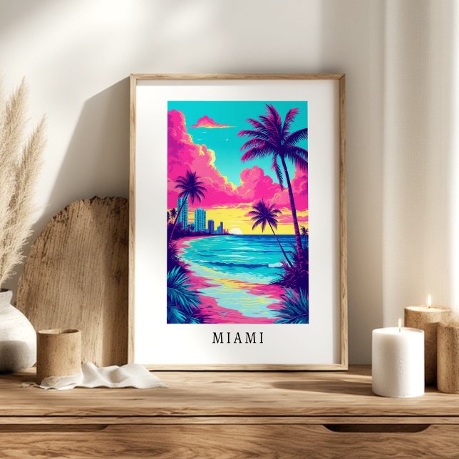 Miami Tropisk Strand Solnedgång Affisch (Skapare uppladdad)