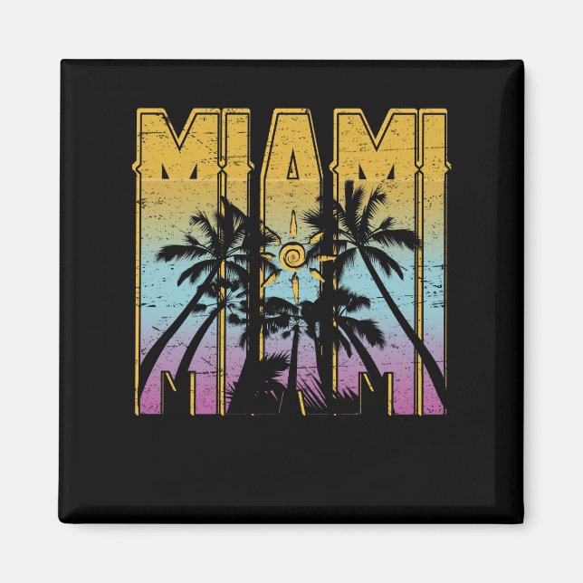Miami Vacation Souvenir - Retro Beach Apparel Magnet (Framsidan)
