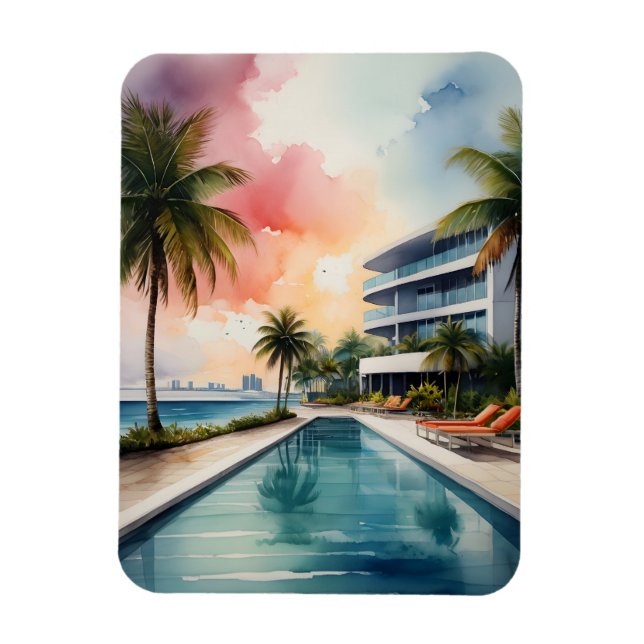 Miami vattenfärgart magnet (Vertikal)