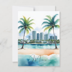 Miami vattenfärgart vykort