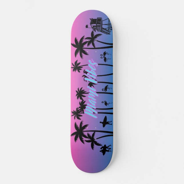Miami Vibes Mini Skateboard Bräda 18,5 Cm (Framsida)