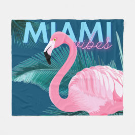 Miami Vibes Neon Flamingo Art Deco Fleecefilt