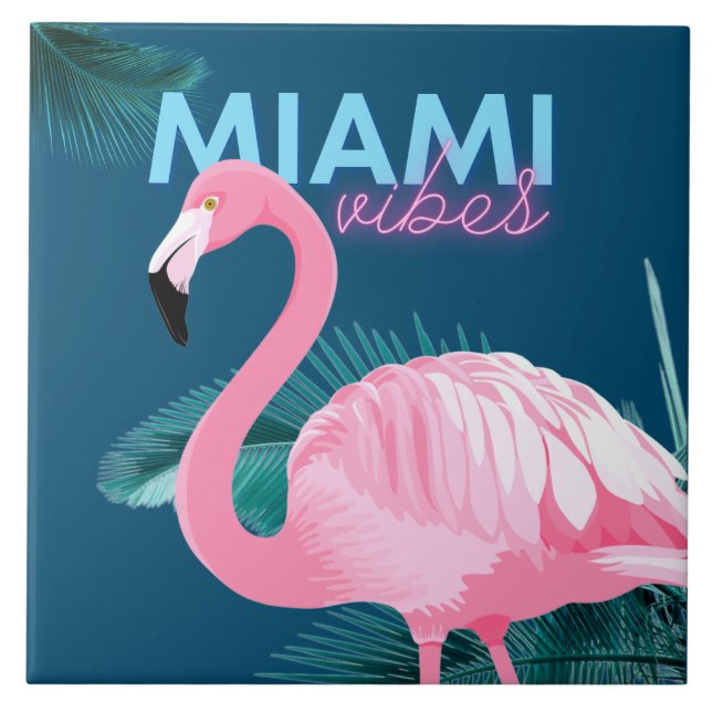 Miami Vibes Rosa Flamingo Art Deco Kakelplatta (Framsidan)