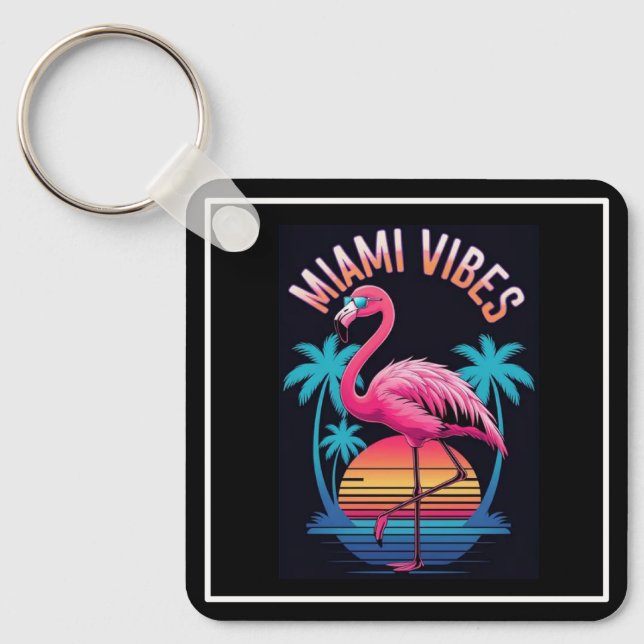 Miami Vibes Sommar Flamingo Design-63454 Nyckelring (Framsida)