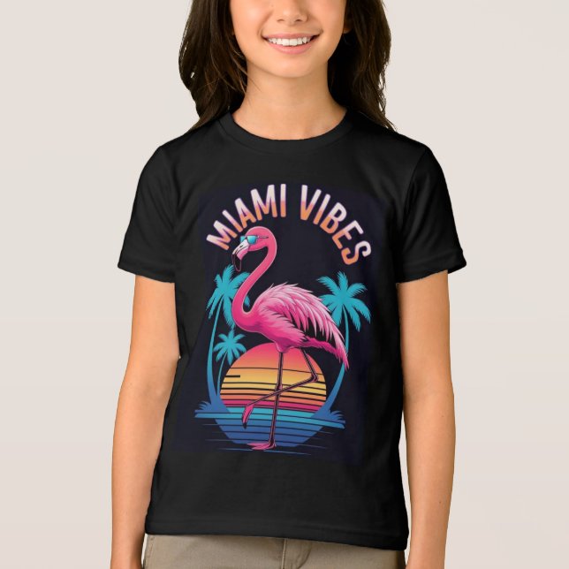 Miami Vibes Summer Flamingo Design-63454 T Shirt (Framsida)