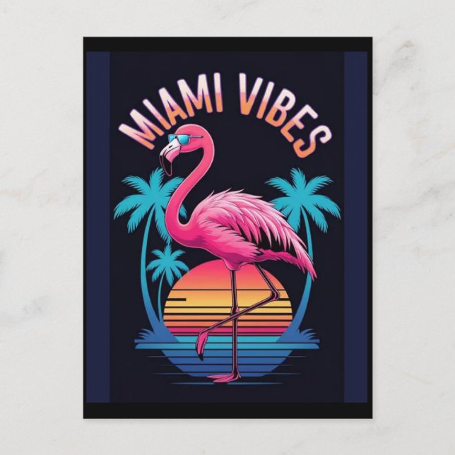 Miami Vibes Summer Flamingo Design-63454 Vykort (Framsida)
