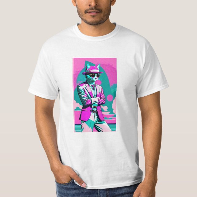 Miami Vice Cat T Shirt (Framsida)