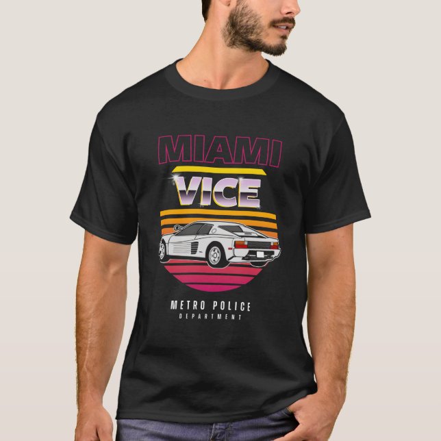 Miami Vice Retro Car T Shirt (Framsida)