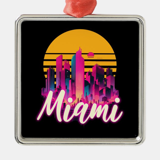 Miami vid solnedgången julgransprydnad metall (Framsidan)
