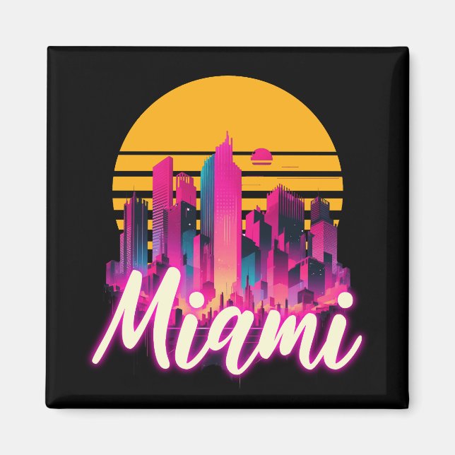 Miami vid solnedgången magnet (Framsidan)