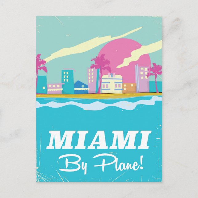 Miami vintage 1980-talets resaffisch vykort (Framsida)